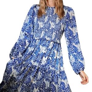 Wilfred Blue and White Long Sleeve Dress